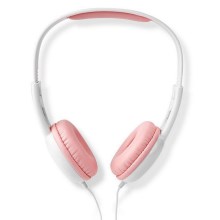 Langalliset kuulokkeet vaaleanpunainen / valkoinen