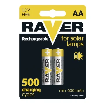 2 kpl Uudelleenladattava akku AA RAVER NiMH/1,2V/600 mAh