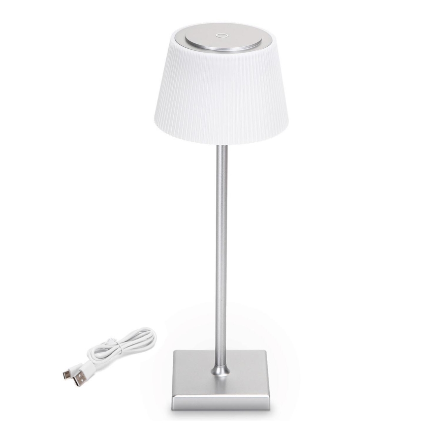 Aigostar - LED Himmennettävä ladattava ulkopöytävalaisin LED/4W/5V 3600mAh valkoinen/kromi IP54