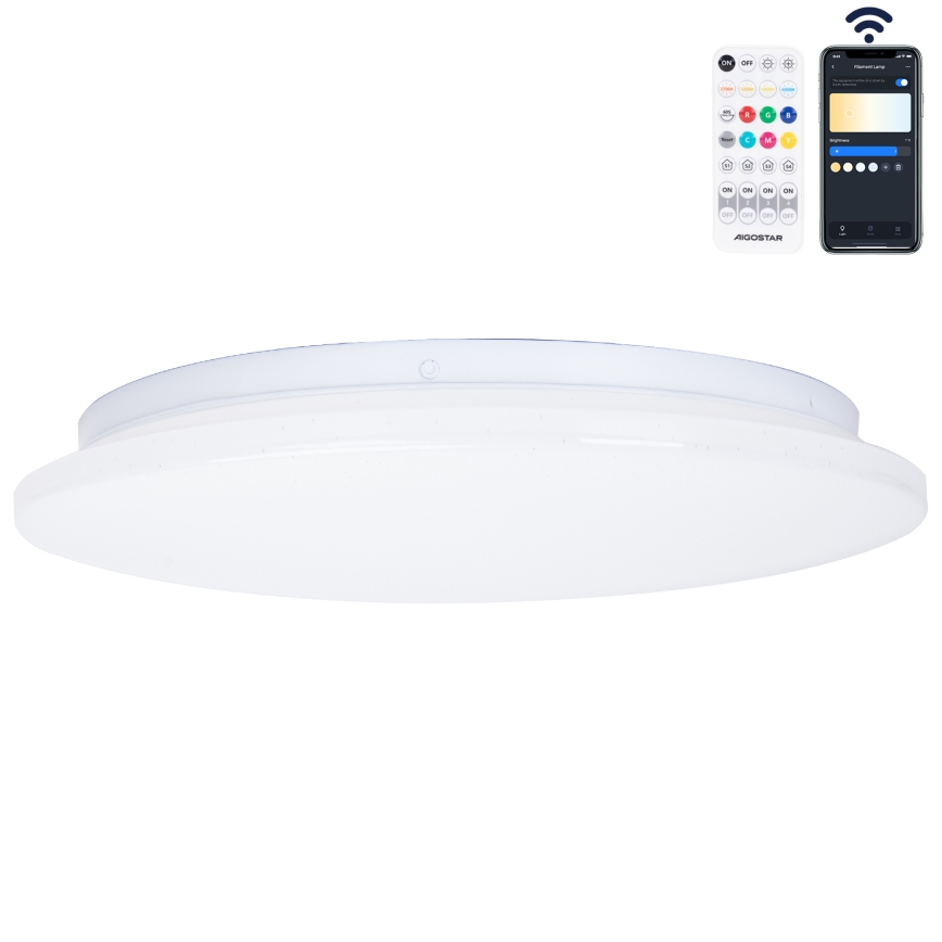 Aigostar - LED-kattovalaisin kylpyhuoneeseen LED/18W/230V 3000-65000K IP44 + kauko-ohjaus