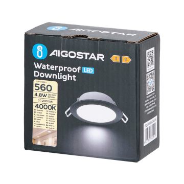 Aigostar - LED Kylpyhuoneen upotettava valo LED/4,8W/230V 4000K musta IP65