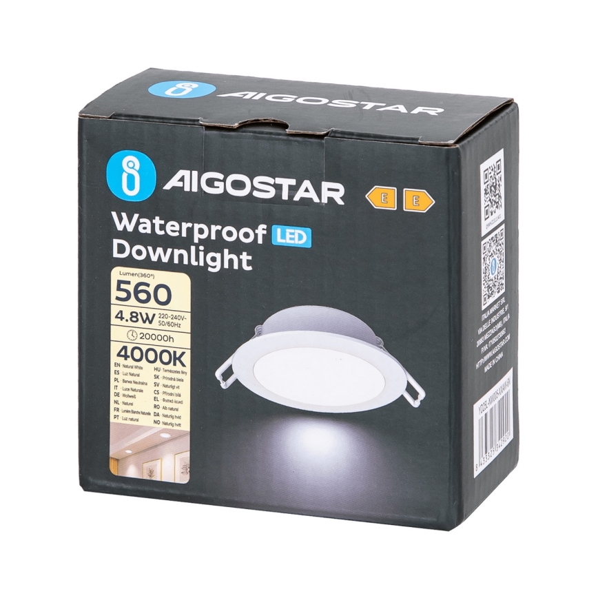 Aigostar - LED Kylpyhuoneen upotettava valo LED/4,8W/230V 4000K valkoinen IP65