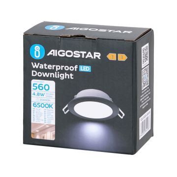 Aigostar - LED Kylpyhuoneen upotettava valo LED/4,8W/230V 6500K musta IP65