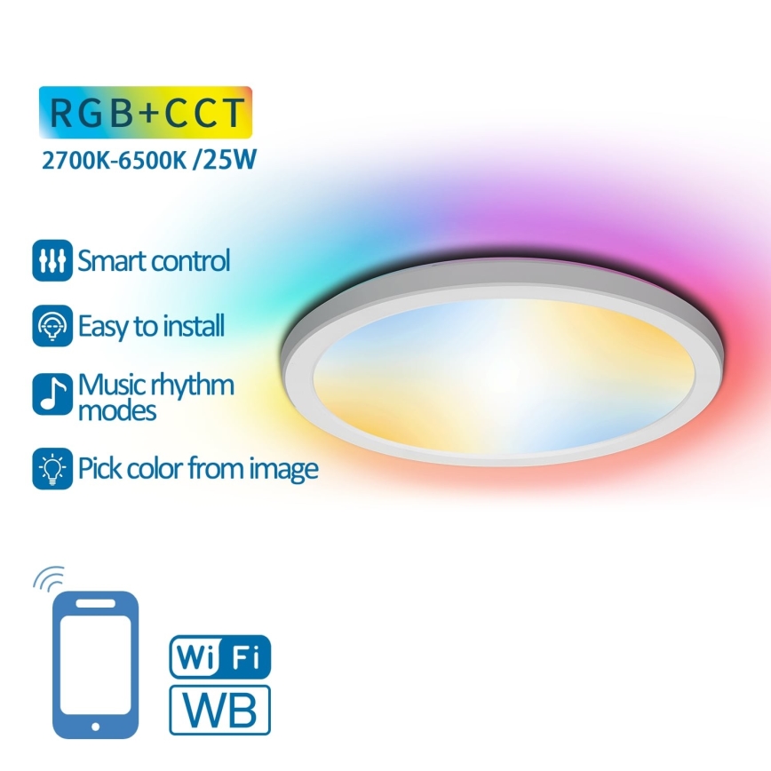 Aigostar - LED RGB+CCT Kattovalo LED/25W/230V 2700-6500K Wi-Fi