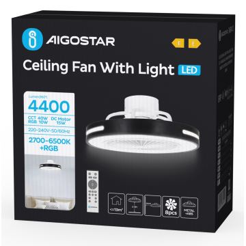 Aigostar - LED RGB Himmennettävä kattotuuletin LED/40W/230V 2700-6500K + kauko-ohjaus