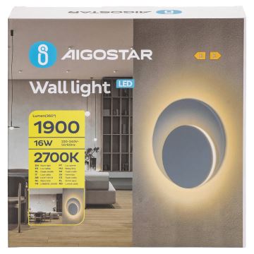 Aigostar - LED-seinävalaisin LED/16W/230V 2700K valkoinen