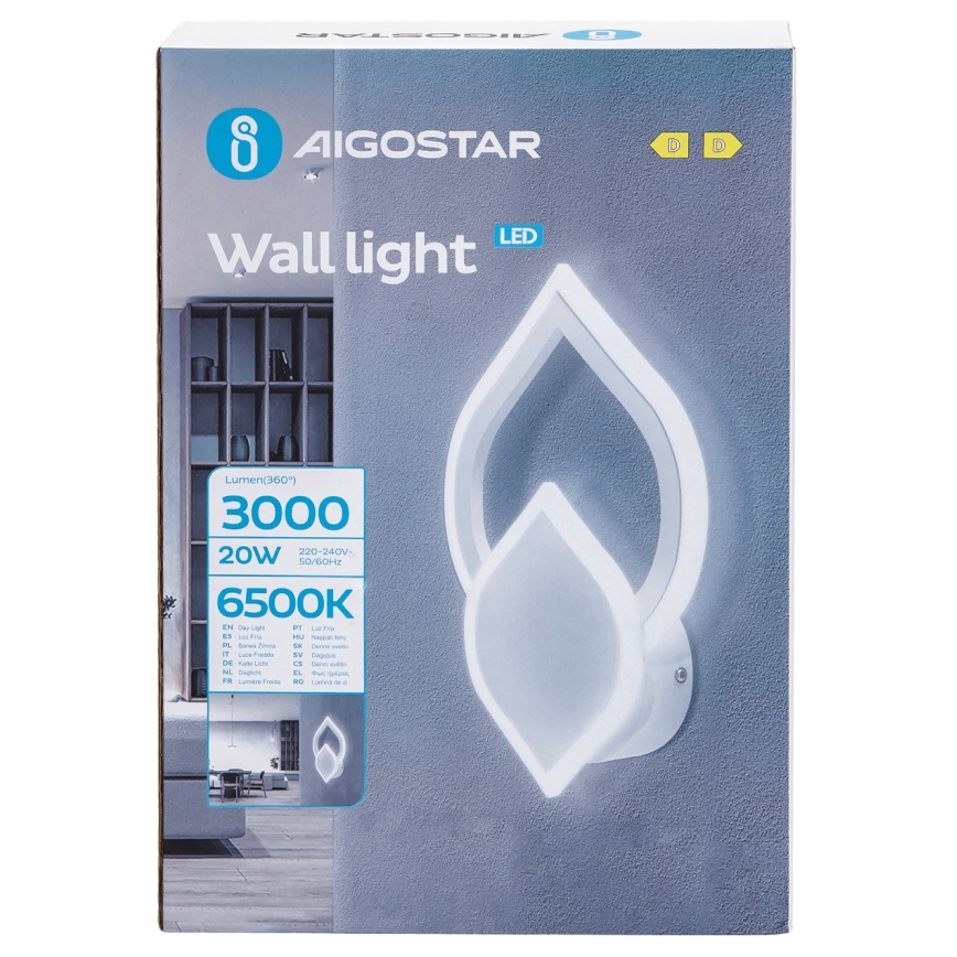 Aigostar - LED-seinävalaisin LED/20W/230V 6500K valkoinen