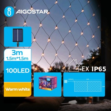 Aigostar - LED Solar Jouluketju 100xLED/8 toiminnot 4,5x1,5m IP65 lämpimänvalkoinen