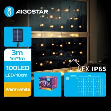 Aigostar - LED Solar Jouluketju 100xLED/8 toiminnot 4x1m IP65 lämpimänvalkoinen