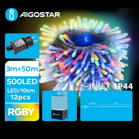 Aigostar - LED-ulkojouluketju 500xLED/8 toiminnot 53m IP44 monivärinen