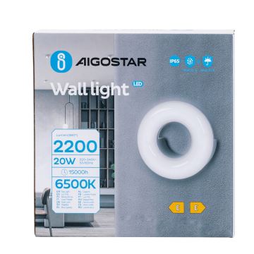 Aigostar - LED-ulkoseinävalaisin LED/20W/230V 6500K IP65 musta