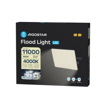 Aigostar - LED-valonheitin LED/100W/230V 4000K IP65 musta