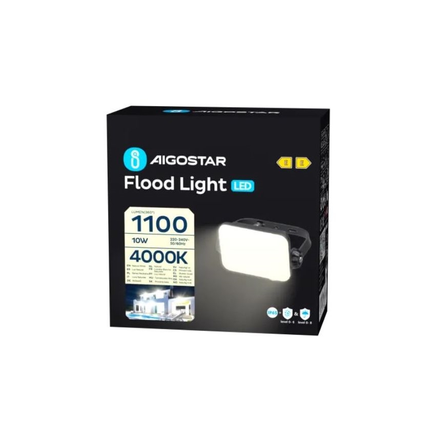 Aigostar - LED-valonheitin LED/10W/230V 4000K IP65 musta