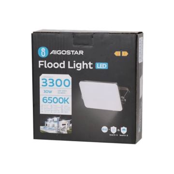 Aigostar - LED-valonheitin LED/30W/230V 6500K IP65 musta