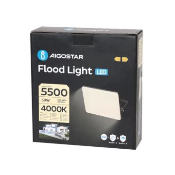 Aigostar - LED-valonheitin LED/50W/230V 4000K IP65 musta