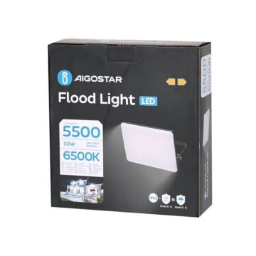 Aigostar - LED-valonheitin LED/50W/230V 6500K IP65 musta