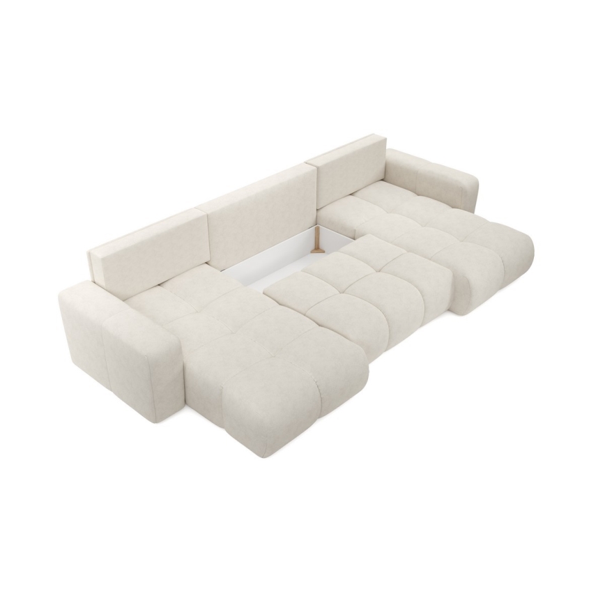 ALMADA U-muotoinen verhoiltu vuodesohva säilytystilalla, beige