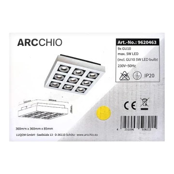 Arcchio - LED-kohdevalaisin VINCE 9xGU10/230V
