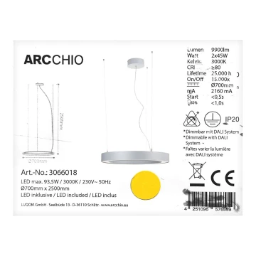 Arcchio - LED Riippuvalaisin PIETRO 2xLED/45W/230V