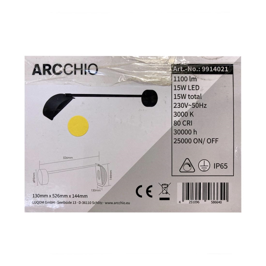 Arcchio - LED-ulkoseinävalaisin GRAYSON LED/15W/230V IP65