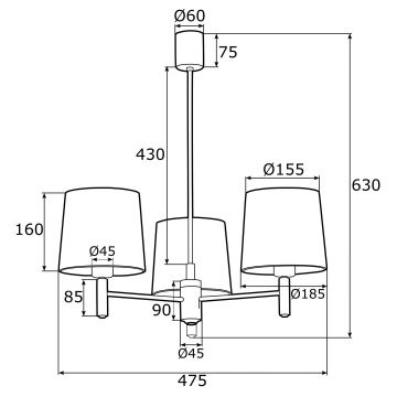 Argon 1484 - Kattokruunu PONTE 3xE27/15W/230V sininen/messinki