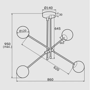 Argon 1842 - Riippukattokruunu ABSOS 4xE14/7W/230V alabasteri ruskea