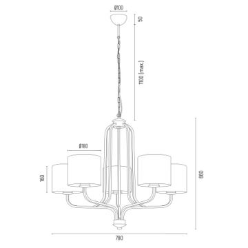 Argon 2172 - Kattokruunu ketjussa MARANELLO 5xE27/15W/230V