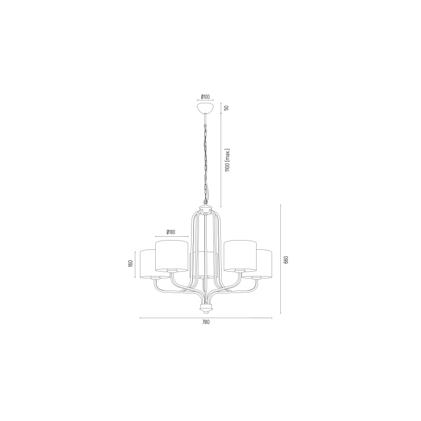 Argon 2172 - Kattokruunu ketjussa MARANELLO 5xE27/15W/230V