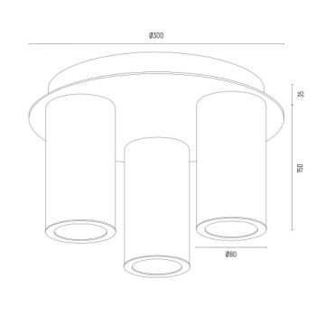 Argon 6304 - Kattovalo HAMPTON 3xE14/7W/230V kulta