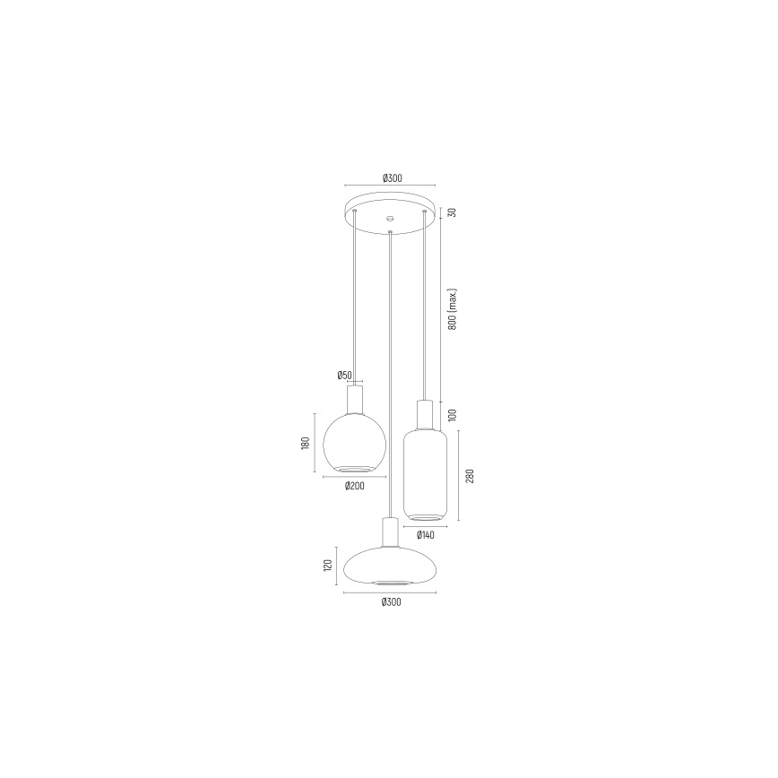 Argon 6323 - Kattokruunu johdossa SAGUNTO PLUS 3xE27/15W/230V musta