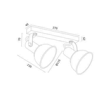 Argon 7037 - Kohdevalo TWIST 2xE14/7W/230V musta/kultainen