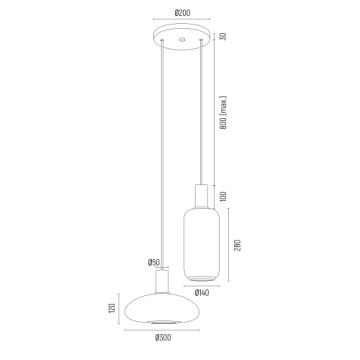 Argon 7214 - Kattokruunu johdossa SAGUNTO PLUS 2xE27/15W/230V musta