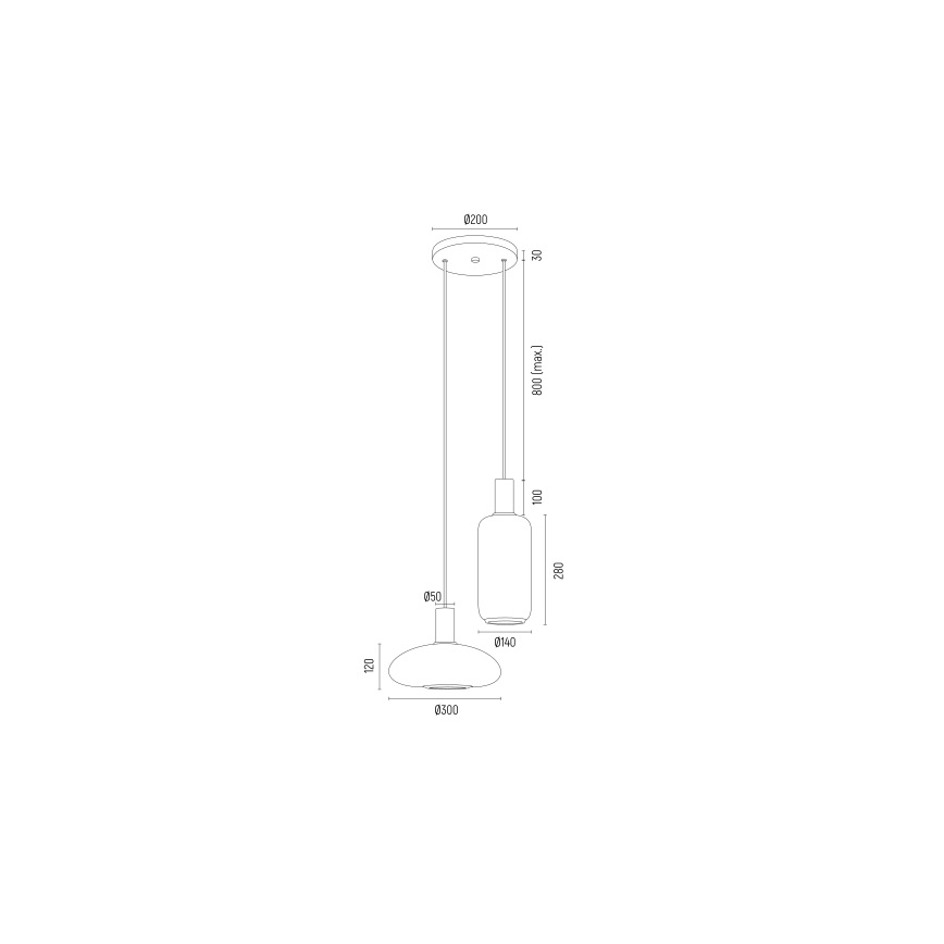 Argon 7214 - Kattokruunu johdossa SAGUNTO PLUS 2xE27/15W/230V musta