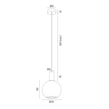 Argon 8564 - Kattokruunu johdossa SAGUNTO PLUS 1xE27/15W/230V halkaisija 20 cm musta