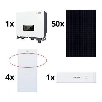 Aurinkoenergiasarja SOFAR Solar - 20kWp panel RISEN Full Black + 20kW SOLAX muuntaja 3p + 20 kWh akku SOFAR akun ohjausyksiköllä