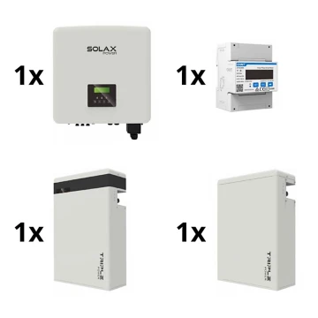 Aurinkokenno setti: 10kW SOLAX-muunnin 3f + 11,6 kWh TRIPLE Power -akku + sähkömittari 3f