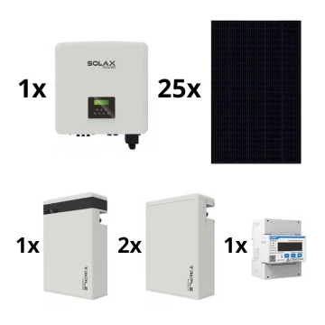 Aurinkokennosetti: SOLAX Power - 10kWp RISEN musta + 10kW SOLAX-muunnin 3f + 17,4 kWh akku