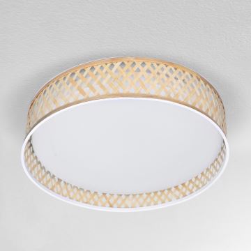 Brilagi - Himmennettävä LED-kattovalaisin CAMILA LED/48W/230V 3000-6500K bambu halkaisija 40 cm + kauko-ohjaus