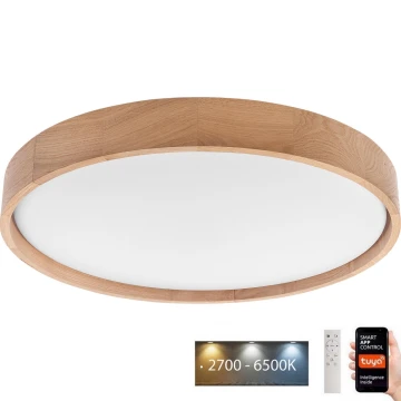 Brilagi - LED-kattovalaisin MANAROLA SMART LED/36W/230V 2700-6500K tammi halkaisija 51 cm Wi-Fi + kauko-ohjaus Tuya