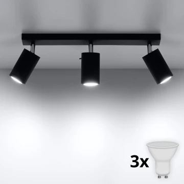 Brilagi -  LED-kohdevalaisin ASMUS 3xGU10/7W/230V musta