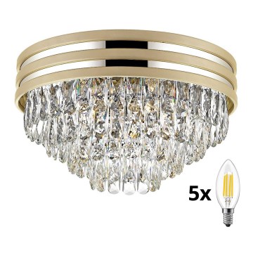 Brilagi - LED Kristallikattovalaisin VELURE 5xE14/40W/230V kulta