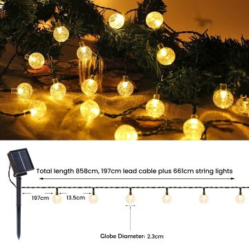 Brilagi - LED Solar koristeellinen ketju BUBBLE 50xLED/8 toiminnot 7m IP65 lämpimänvalkoinen