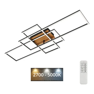 Brilo - LED-himmennyskattokruunu FRAME LED/51W/230V 2700-5000K musta/ruskea + kauko-ohjaus