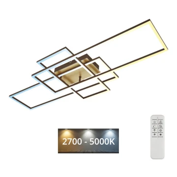 Brilo - LED-himmennyskattokruunu FRAME LED/51W/230V 2700-5000K ruskea/kulta + kauko-ohjaus