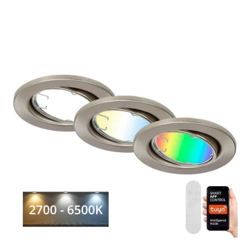 Brilo - SETTI 3x LED RGBW Himmennettävä kylpyhuonevalo 1xGU10/4,9W/230V 2700-6500K Wi-Fi Tuya IP23 + kauko-ohjaus