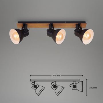 Briloner 2742-035 - Kohdevalo SPOTLIGHT 3xE27/40W/230V musta/ruskea