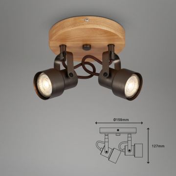 Briloner 2872-025R - LED-kohdevalaisin SPOTLIGHT 2xGU10/5W/230V ruskea