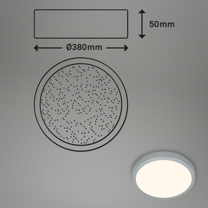 Briloner 3704-014-Himmennettävä LED-kattovalaisin RUNA LED/22W/230V 2700-6500K hopea + kauko-ohjaus