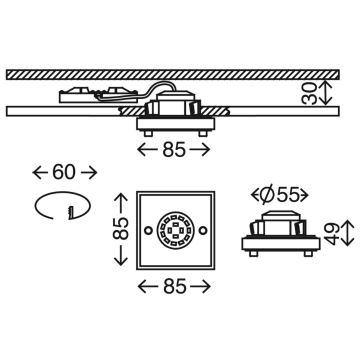 Briloner 7215-012 - LED Kylpyhuoneen upotettava valo ATTACH LED/5W/230V IP44