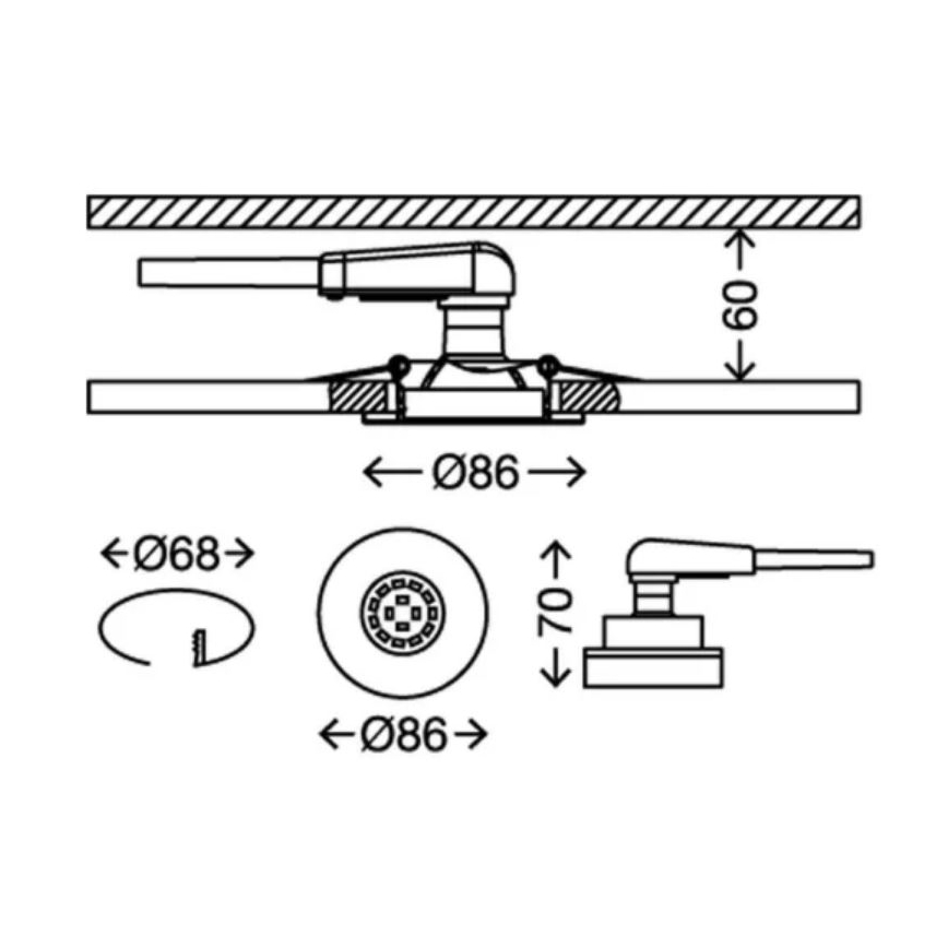 Briloner 7277-038 - SETTI 3x LED Himmennettävä upotettu kylpyhuonevalaisin 1xGU10/5W/230V IP23